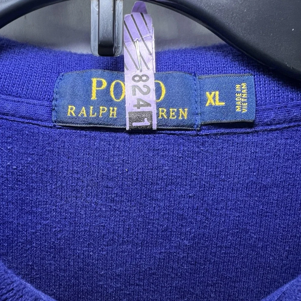 Polo Ralph Lauren‎ Estate Rib Sweater Men's XXL Yellow Pony ¼ Zip Pullover Blue